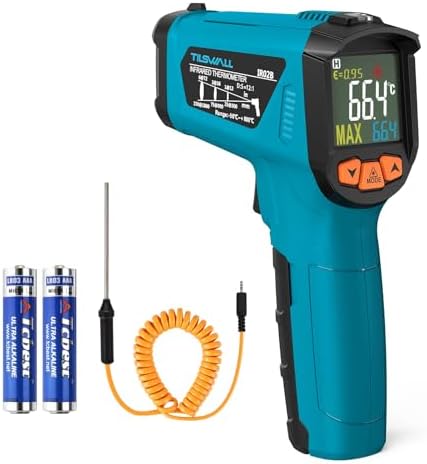 Tilswall Infrared Thermometer Gun, -58°F to 1472°F(-50~800°C), Sky Blue