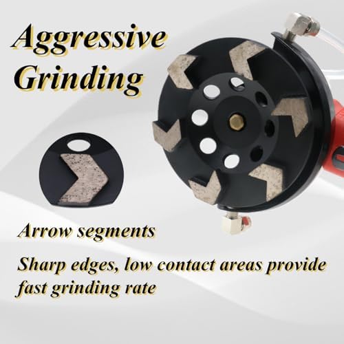 High Performance Diamond Grinding Cup Wheel, 5’’ Aggressive Arrow Segment Grinding Wheel for Concrete Thin Epoxy Coating Removal, 5/8"-11 Arbor, 30/40 Grit, 6 Segments