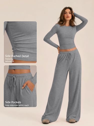 Trendy Queen Women's 2 Piece 2026 Fall Fashion Lounge Set with Pockets