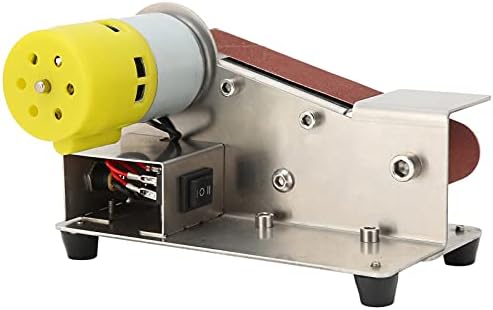 Mini Belt Sander,AC110‑240V Electric Polishing Grinding Belt Machine Aluminum Alloy Micro Knife Sharpener DIY Bench Sanding Machine with 10 Sanding Belt for Metal Wood Polishing(US Plug 895-200W)