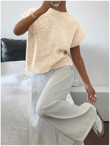 SOLY HUX Women's Short Sleeve Business Casual Sweater