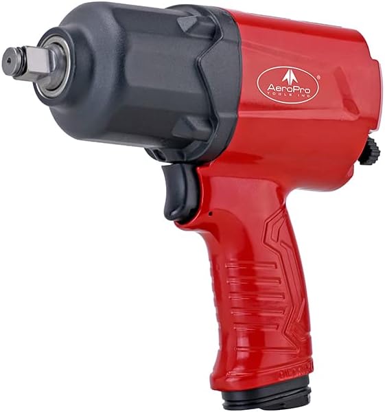AEROPRO TOOLS 1/2-Inch Aluminum Air Impact Wrench(A398) | Twin Hammer with 1380FT-LB Max Loosening Torque, Pneumatic Impact Gun, for Auto Repair, Tire Shop (Aluminum Housing)