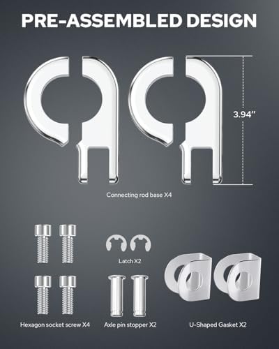 Benlari Highway Pegs P-Clamp Mount Kit, A3 Steel Motorcycle Foot Pegs Fit for 1" & 1.25'' Crash Bars Foot Bracket Clamp Compatible with Harley Touring Electra Road King Road Glide(Chrome)