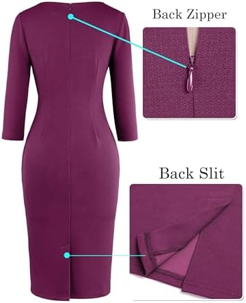 VFSHOW Womens Work Business Office Zipper Up Slim Bodycon Sheath Dress