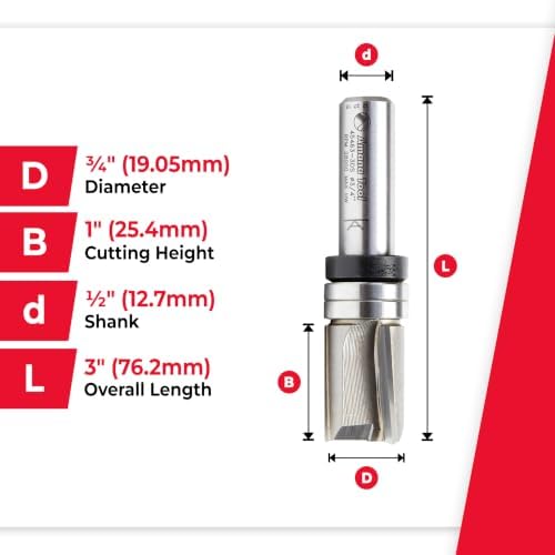 Amana Tool 45463-3DS Carbide Tipped Down Shear Face Plunge Template Router Bit 3/4 Dia x 1 x 1/2 Inch Shank with Upper Ball Bearing