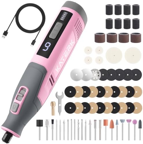 Katerk Cordless Rotary Tool Kit with 70Pcs Accessories for Women Men, Pink
