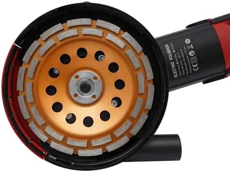 7 Inch Concrete Grinder Wet Polisher with 6 Variable Speeds, Concrete Surface Planer with Dust Extraction Angle Grinder Kit with Auxiliary Handles, Protective Guard, Diamond Grinding Wheel (Black)