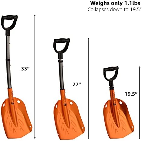 Crescent Moon Collapsible Snow Shovel for Car & Adventures - Portable Avalanche Shovel, Multi-Use Design for Camping, Emergencies, Backcountry Backpack Adventures, ATVs, Snowmobiles & Ice Fishing
