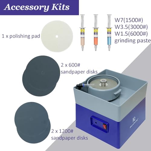 4” Flat Grinding Machine - Grinding Equipment - Shaping and Polishing Tools, Resin Mineral Rock Polishing Machines, Grinding Machines, Includes Rock Mineral Polishing Machine Accessory Kit