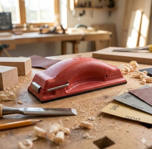 Sanding Block For Wood Or Autobody | Preppin' Weapon Hand Sander Is A Great Tool For Those With Big Hands Or Sore Joints | Sandpaper Won't Rip | Finish Wet Or Dry Sanding Faster | Red
