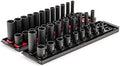 TEKTON 3/8 Inch Drive Impact Socket Set, 42-Piece | SID91217 | (5/16 - 3/4 in., 8 - 19 mm), Shallow and Deep, 12-Point, Socket Rail