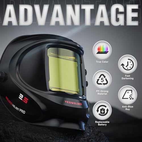 YESWELDER Large-View Welding Helmet with Blue Light Blocking Lens