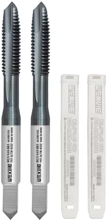 Tools M2.5 x 0.45 Spiral Point Threading Tap, Metric Machine Threading Tap High Speed Steel Cobalt(HSSCo) with AlTiN Coating, Round Shank with Square End， H2 Tolerance, 2pcs