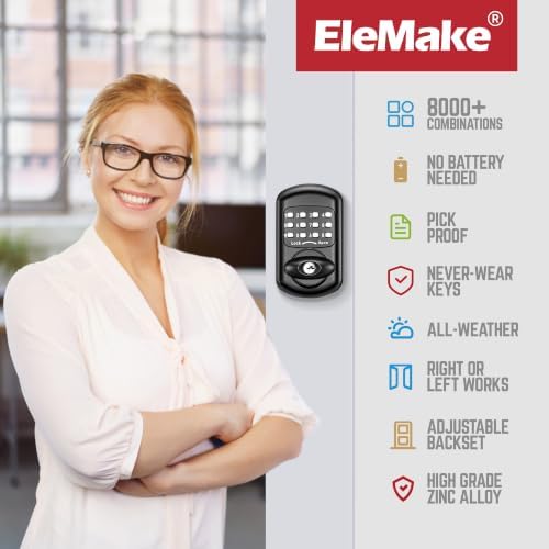Keyless Entry Keypad Deadbolt - Digital & Mechanical Door Lock, Low Power Risk-Free (Black)