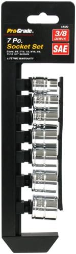 Prograde 7 PC. 3/8" DR. SAE SOCKET SET W/RAIL,3/8" SAE,19302