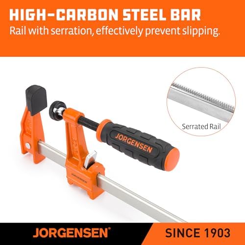 Jorgensen 36" Medium-Duty Steel Bar Clamp Set, 600 lbs Load Limit, 2-Pack