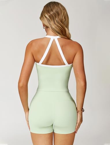 QBGJTD Two Piece Workout Sets For Women Tank Top Matching High Waist Booty Lifting Shorts Gym Yoga Active Wear Outfits