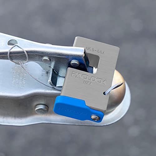 PACLOCK's 88-Series Shrouded Trailer Coupler Lock, Standard Rekeyable (SR), One Lock Keyed to a Number U-Pick! w/ 2 Keys, Silver