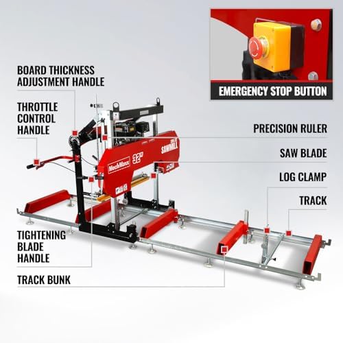 MechMaxx 32" Portable Sawmill, 13' Track Length, 26.5" Board Width, SM-32