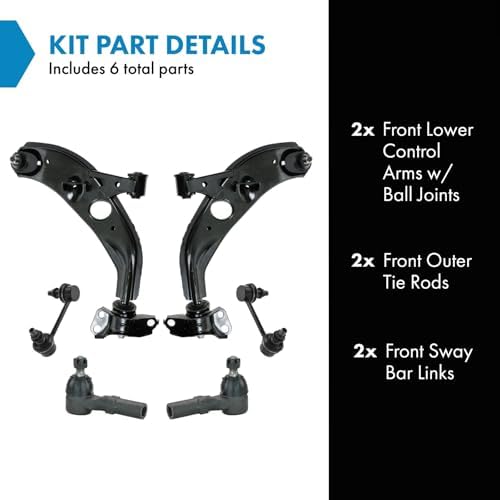 TRQ Front Steering & Suspension Kit Control Arm with Ball Joint Sway Bar