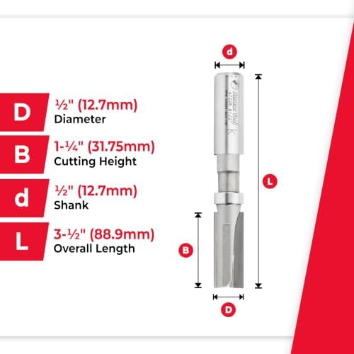 Amana Tool - 47228 Carbide Tipped Flush Trim Plunge Template 1/2 Dia x 1-1/4 x 1/2" Sh