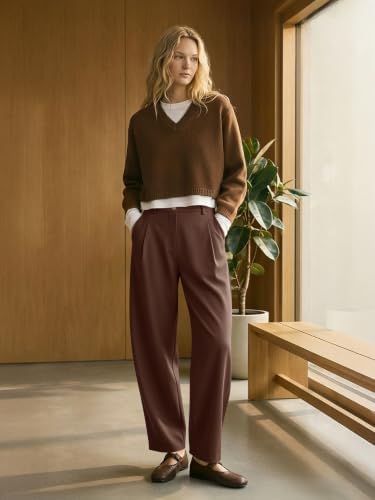 NIMIN Women Barrel Work Pants High Waisted Business Casual Trousers
