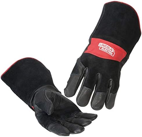 Lincoln Electric Premium Leather MIG Stick Welding Gloves | Heat Resistance & Dexterity| XL | K2980-XL, Black, Red