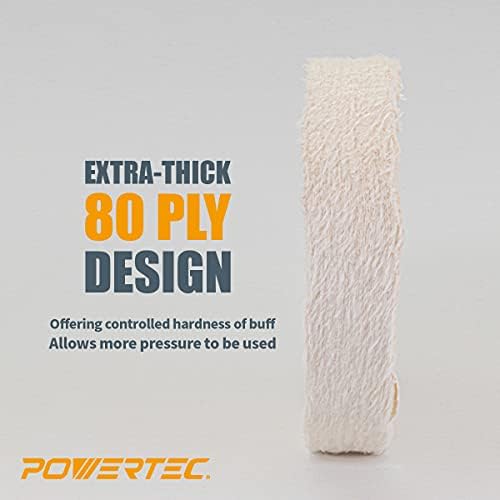 POWERTEC 6-Inch Bench Buffer Jewelry Polisher - Includes 4PCs 80Ply Thic Buffing Wheels | Ideal Benchtop Buffing Machine for Polishing Metal, Jewelry, Knives, Wood, Jade, and Plastic (BF601C)
