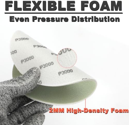 6 Inch Foam Hook & Loop Sanding Discs: 15Pcs 1500 Grit