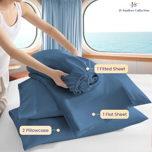 JS Sanders Collection 4PC Boat Sheet Set Universal V Berth, Mediterranean Blue