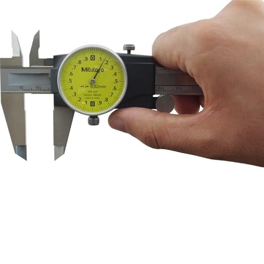 Mitutoyo 505-730 D15TX Dial Caliper, 0-150 mm Range, 0.02 mm Graduation, ±0.02 mm Accuracy, 2 mm/Rev Dial, Stainless Steel Construction with Smooth Dial Movement and Shock-Resistant Design | 2 mm/Rev, 0.02 mm Resolution