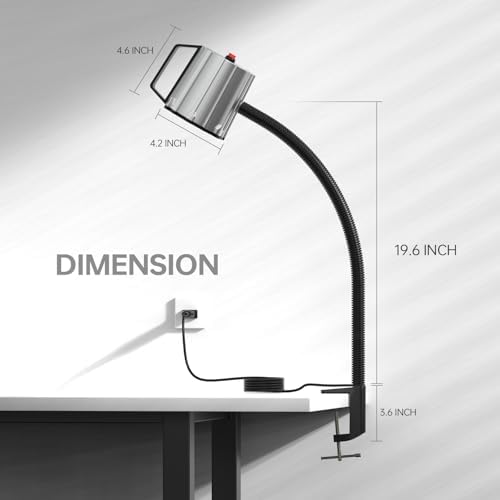 Clamp Light, 18W Machine Light, 1800 Lumens Flexible Lathe Work Light for CNC Milling Machine Drill Press Lighting (clamp Base)