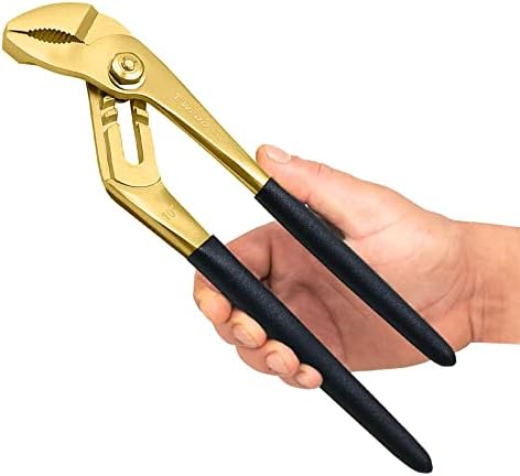 WEDO 10-Inch Tongue-and-Groove Pliers, Brass Groove Joint Pliers with Non-Slip Handle, Adjustable Pliers for Home Repair, Gripping, Nuts, Pipe & Fittings