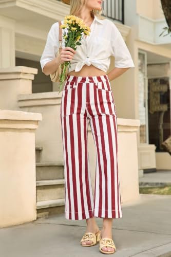 Cicy Bell Womens Cropped Wide Leg Jeans High Waisted Baggy Denim Ankle Pant