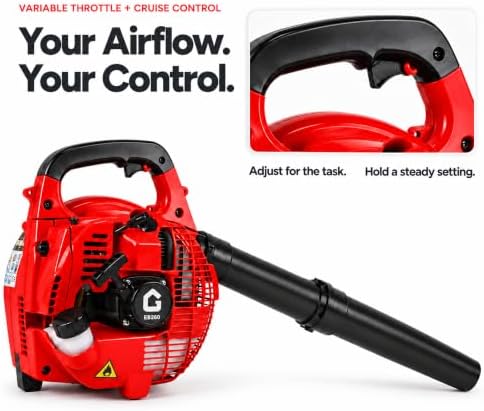 Gas Handheld Leaf Blower,490 CFM,280 MPH,Powerful Yard Cleanup