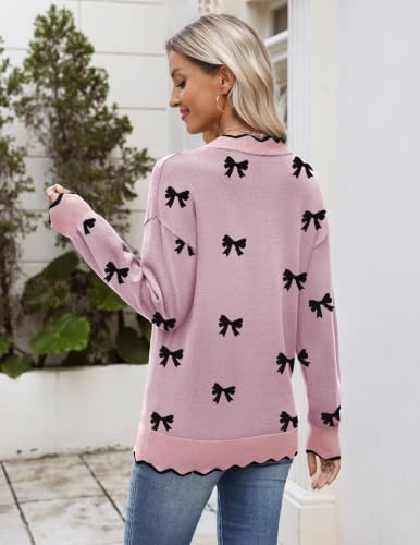 Zeagoo Women's 2026 Fall V Neck Sweater Long Sleeve Lightweight Knit Tops