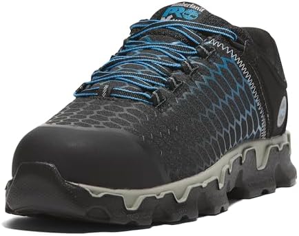 Timberland PRO Men's Powertrain Sport Alloy Safety Toe Industrial Athletic Work Shoe, Black/Blue-2024 New, 11