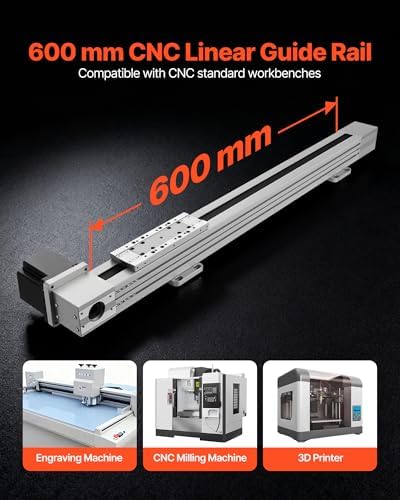 VEVOR Linear Guide Rail, Belt Drive, CNC Linear Motion Stage Actuator, with Nema34 Stepper Motor, 600 mm Stroke Work Size, High Speed Motorized, for Engraving Machine, CNC Milling Machine, 3D Printer