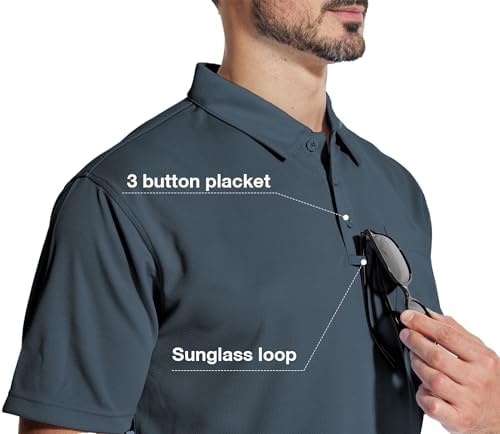 ZITY 5 Pack Polo Shirts for Men with Pocket Dry Quickly Short Sleeve Athletic Outdoor Work Collared Shirts