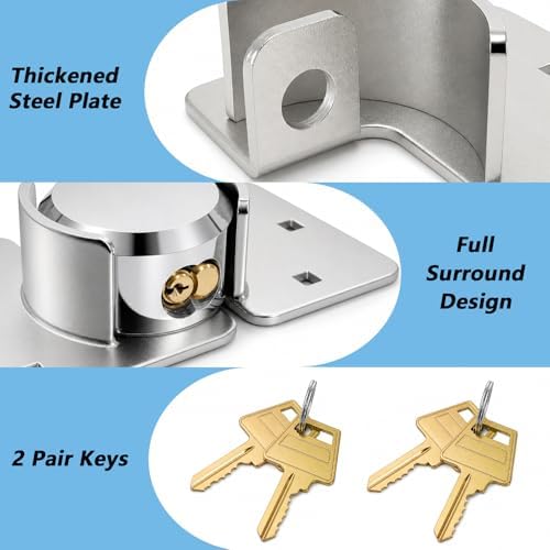 Lawei 2 Pack Van Door Lock, 73MM Heavy Duty Hidden Shackle Puck Lock with Hasp, Solid Steel Door Locks with 4 Keys for Vans, Trucks, Gates, Trailer, Garage, Cargo & Sliding Van, 6-Pin Brass Cylinder