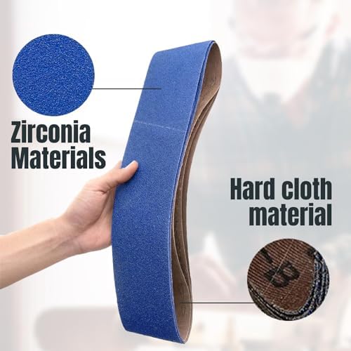POWERTEC 6PK 4x36 Sanding Belts, 120 Grit Zirconia, 4 x 36 Inch Sanding Belts for Benchtop Belt and Disc Sander, Belt Sandpaper for Woodworking, Metal Grinding, Deburring, Rust Removal (443612Z-3-P2)