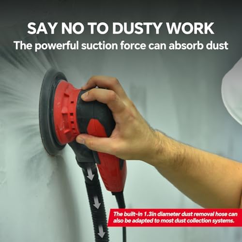 5mm Random Orbital Sander Wired，350W Brushless，4000-10K RPM Variable Speed ，Electric Palm Sander for Woodworking, Sanding and Polishing ，with 10 Sanding Paper & Dust Connector & Hose