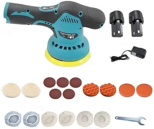 Cordless Car Buffer Polisher,5500RPM Cordless Car Polishing Machine with 2x21V Rechargeable tteries,21 PCS Attachments&8 Variable Speed,Polisher for Car Detailing Scratch Removing, Polishing