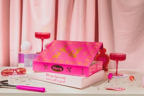 Mandy Hot Girls Love Tools Pink Toolkit Tool Set, 7-Piece DIY Home Repair Kit with Designer Storage Book Box, Hammer, Pliers, Wrench, Screwdriver