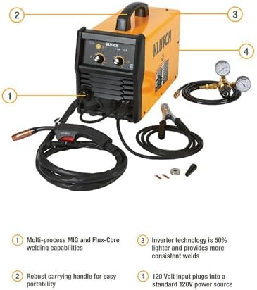 Klutch MIG 140i Flux-Cored/MIG Welder, Inverter, 120V, 30-140A Output