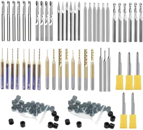 Makera 52pcs 1/8" Essential Milling Bit Set - Extended, End Mills CNC Bits
