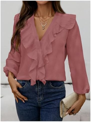 GORGLITTER Women's Ruffled Top Blouses Dressy Business Casual Outfits