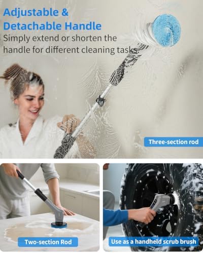 MR.SIGA Electric Spin Scrubber, Cordless Bathroom Scrubber Brush