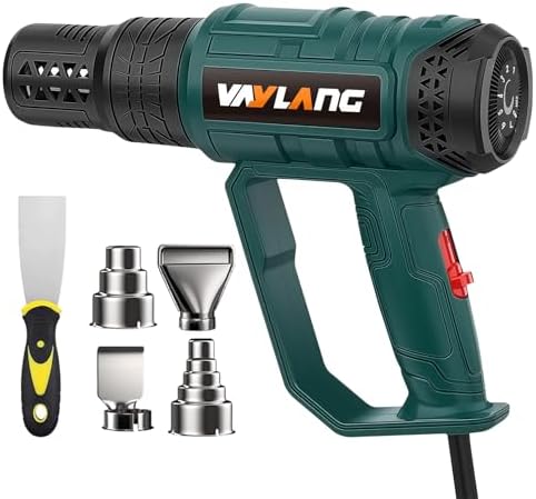 Upgraded Heat Gun - 8 Temp Settings & 2 Fan Speeds, with 4 Nozzles for Welding, Paint Stripping, Shrink Wrapping, Thawing, DIY QR611B