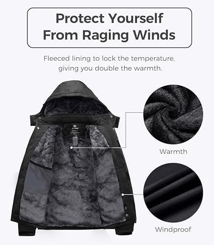 wantdo Women's Ski Jacket Waterproof Warm Fleece Lined Winter Snow Coat